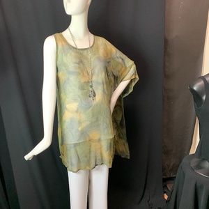 Sheer Silk Print Over Tunic